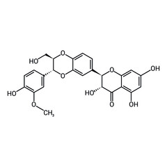 chemical structure of Silibinin or silybin (C25H22O10)