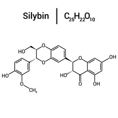 chemical structure of Silibinin or silybin (C25H22O10)