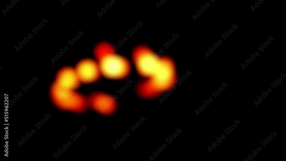 Poster abstract blurred fireball energy vortex flows in modern seamless loop animation on black background.