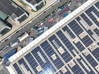 solar panels on factory rooftop