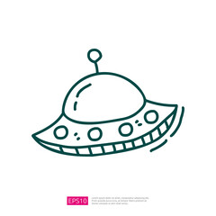 UFO Space Ship doodle Icon
