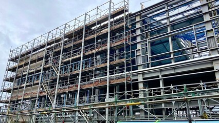 火災で燃えた首里城の復興工事中の風景