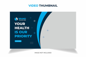 Medical healthcare, fitness training, exercise Editable YouTube thumbnail, Video thumbnail template, medical hospital promotion banner design.