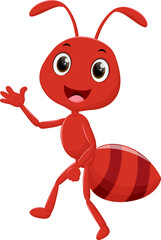 Happy ant cartoon, isolated on white background