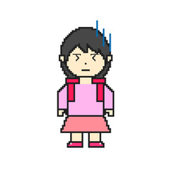 Illustration of negative schoolgirl in pixel art