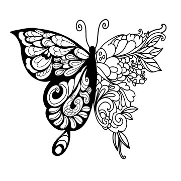 Butterfly doodle, Butterfly zentangle