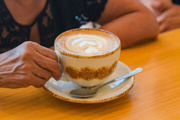 Coffee made by a barista in a cafeteria in Veracruz