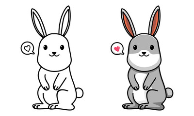 Cute rabbit coloring page for kids