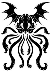 Cthulhu, magic, dark monster, world demon, demon, monster, Lovecraft, Evil, Bat, Octopus, Kraken