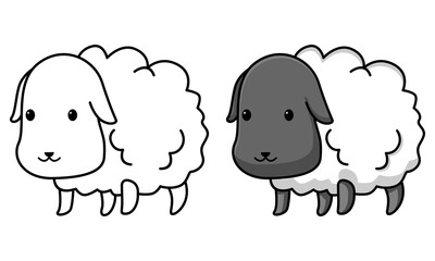 Cute sheep coloring page for kids