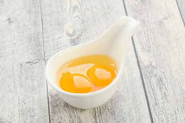 Chicken egg in the bowl