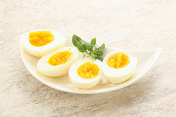 Boiled chicken egg for breakfast