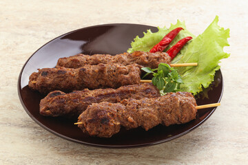 Beef kebab skewer minced meat