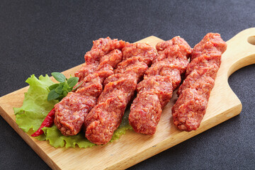 Raw beef kebab minced meat