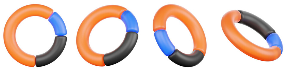 Set of 3d Circle Diagram for Infographic Design Illustration