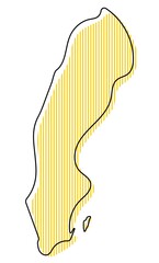 Stylized simple outline map of Sweden icon.