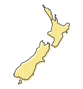 Stylized Simple Outline Map Of New Zealand Icon.