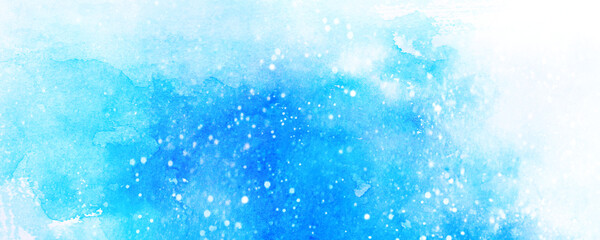 青色のソーダ水をイメージした水彩背景イラスト　夏イメージ