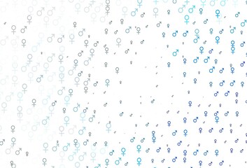 Light blue vector template with man, woman symbols.