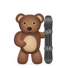 Teddy bear with snowboard