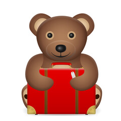 Teddy bear with suitcase