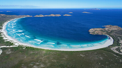 Aerial views of Lucky Bay, Cape Le Grand National Park in Western Australia, Australia