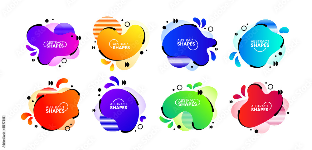 Aufkleber abstract design shapes. banner with geometric elements. modern memphis logo. liquid paint spots. iso