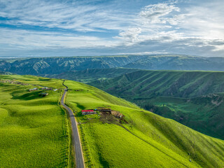 a country road in mountains 