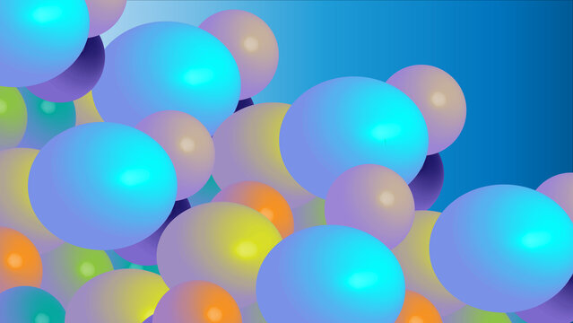 Abstract image for background. Colorful balls with gradient blue as background.