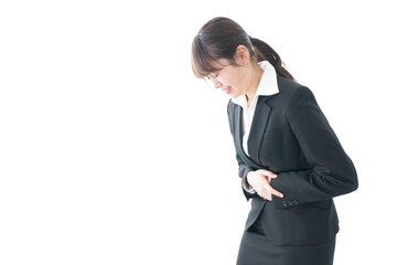 businesswoman suffering from stomachache