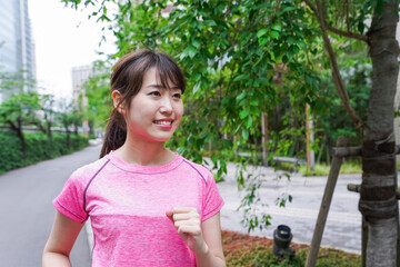 Young woman running