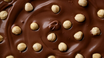 Chocolate and nuts, top view. Confectionery concept