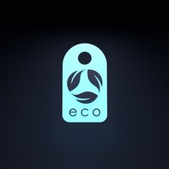 Neon ECO icon. Ecology Conservation Concert. 3d render illustration.