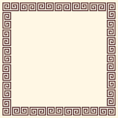 Greek key border, square frame. Decorative ancient meander, greece ornament with repeated geometric motif. Easy to make rectangle frame.