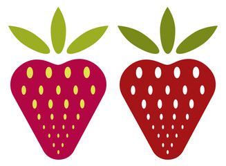 Strawberry berries are crimson and red on a white background