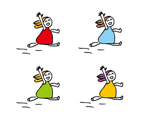 手を振って走り去る女性