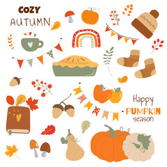 Cozy autumn vector painting
