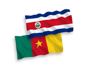 Flags of Republic of Costa Rica and Cameroon on a white background