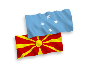 Flags of Federated States of Micronesia and North Macedonia on a white background