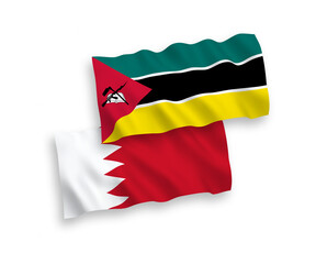 Flags of Republic of Mozambique and Bahrain on a white background