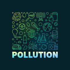 Pollution outline modern illustration. Vector concept colored line banner