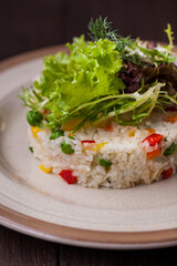 Rice with vegetables and salad