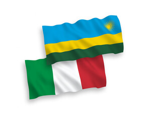 Flags of Italy and Republic of Rwanda on a white background