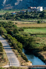 Ksamil, Albania,  A rural road seen from up high.