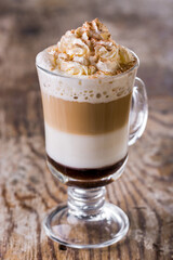 Irish coffee with whipped cream