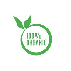 100 % organic vector logo or badge template. Environment mark certificate