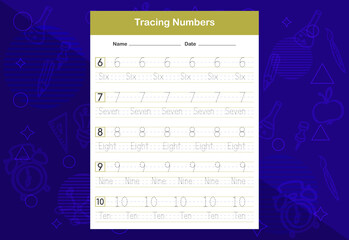 Tracing Numbers Worksheets. An educational worksheet for kids. Learn Numbers.