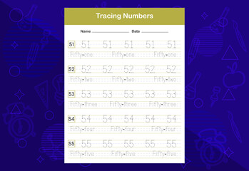 Tracing Numbers Worksheets. An educational worksheet for kids. Learn Numbers.