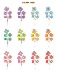 Set of minimal flower stickers design. Bullet journal stickers, planner stickers and scrapbook stickers.