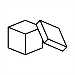 Carton box with cover thin line icon, Vector and Illustration.